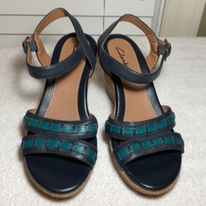 NEW Clark’s Leather wedge sandals